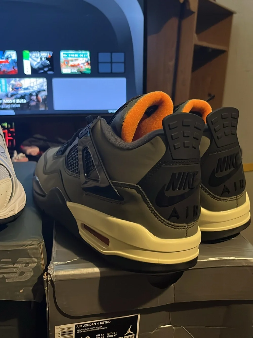 Jordan Retro Sneakers in Gray, Black and Cream